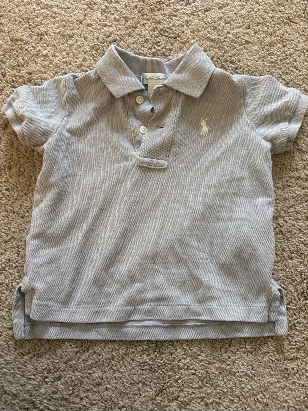 Ralph Lauren Light Gray Toddler Polo with Embroidered Pony